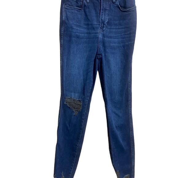 Good American classic slim straight high rise raw hem jeans size 2 / 26 - Picture 10 of 10